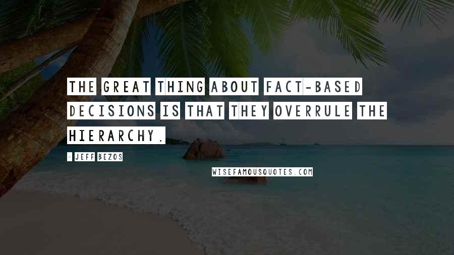 Jeff Bezos Quotes: The great thing about fact-based decisions is that they overrule the hierarchy.