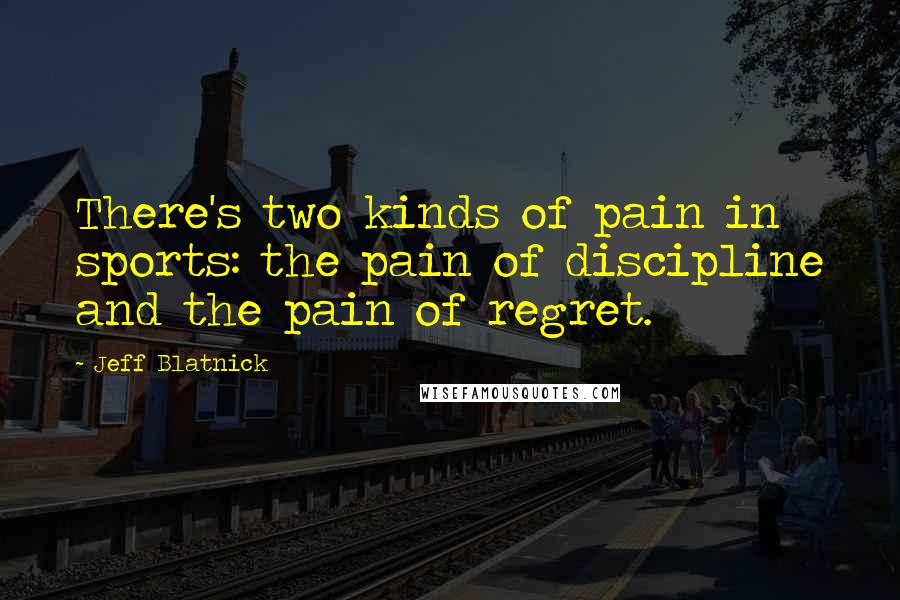 Jeff Blatnick Quotes: There's two kinds of pain in sports: the pain of discipline and the pain of regret.