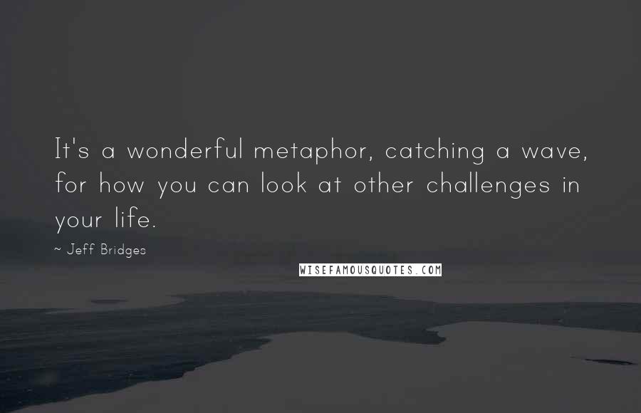 Jeff Bridges Quotes: It's a wonderful metaphor, catching a wave, for how you can look at other challenges in your life.