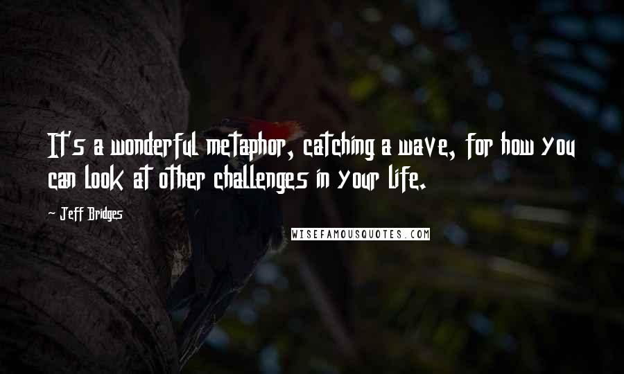 Jeff Bridges Quotes: It's a wonderful metaphor, catching a wave, for how you can look at other challenges in your life.