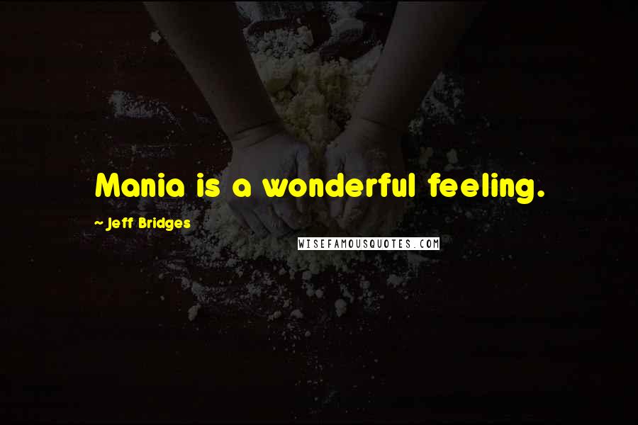 Jeff Bridges Quotes: Mania is a wonderful feeling.