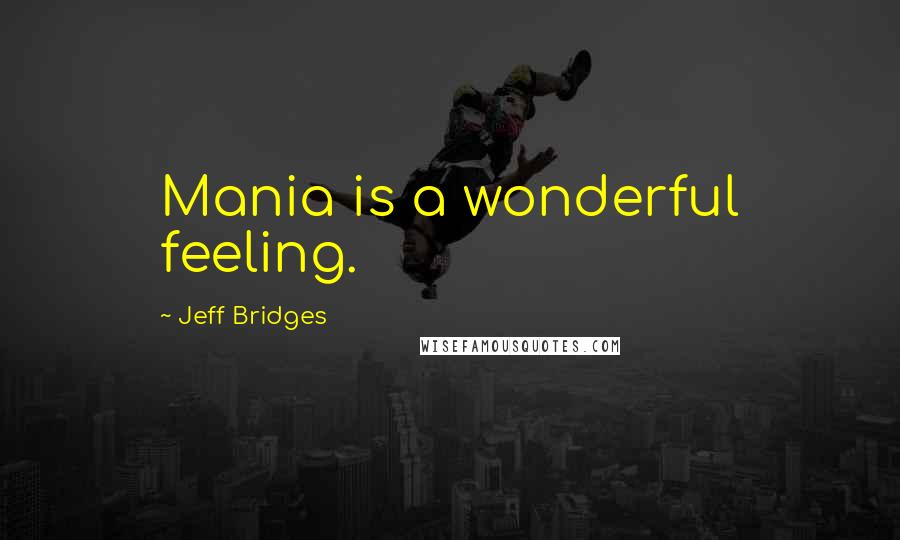 Jeff Bridges Quotes: Mania is a wonderful feeling.