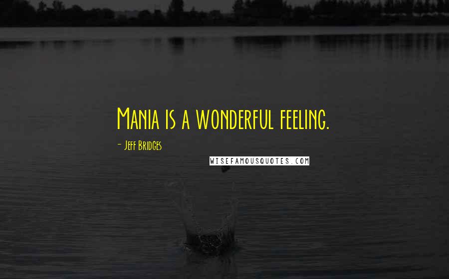 Jeff Bridges Quotes: Mania is a wonderful feeling.