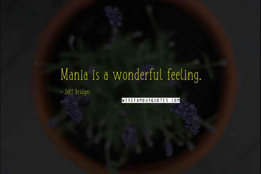 Jeff Bridges Quotes: Mania is a wonderful feeling.