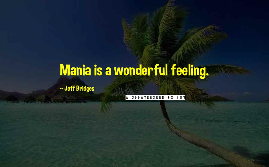 Jeff Bridges Quotes: Mania is a wonderful feeling.