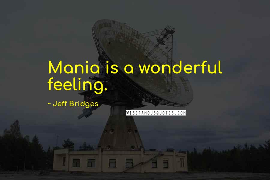 Jeff Bridges Quotes: Mania is a wonderful feeling.