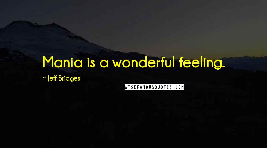 Jeff Bridges Quotes: Mania is a wonderful feeling.