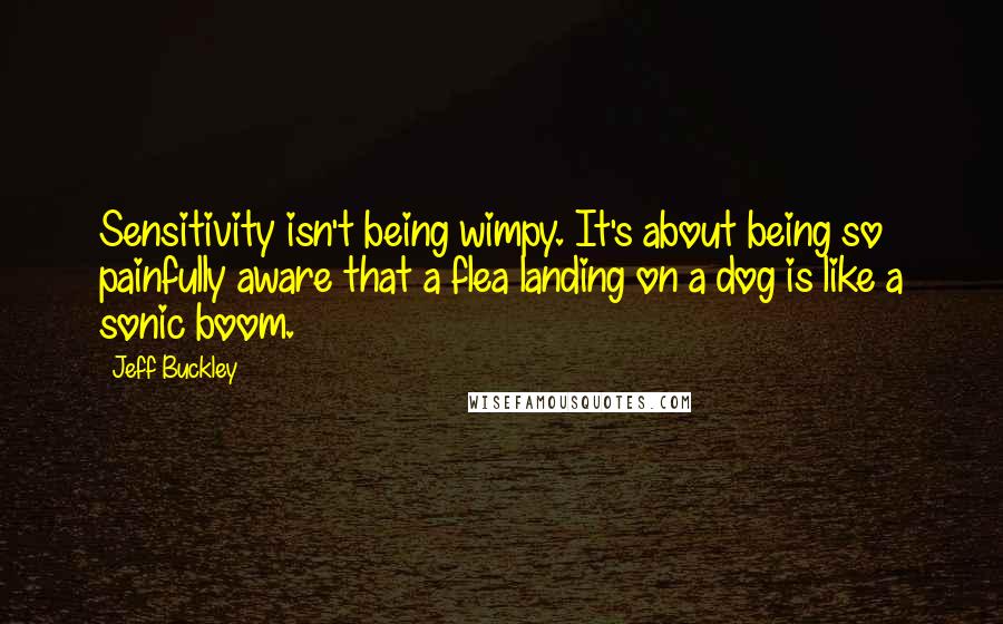 Jeff Buckley Quotes: Sensitivity isn't being wimpy. It's about being so painfully aware that a flea landing on a dog is like a sonic boom.