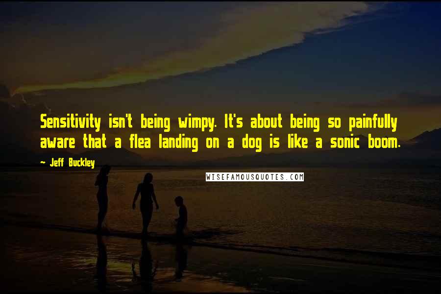 Jeff Buckley Quotes: Sensitivity isn't being wimpy. It's about being so painfully aware that a flea landing on a dog is like a sonic boom.