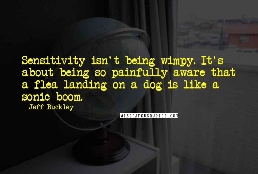 Jeff Buckley Quotes: Sensitivity isn't being wimpy. It's about being so painfully aware that a flea landing on a dog is like a sonic boom.