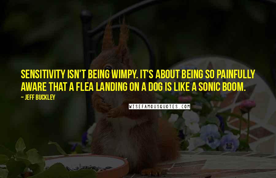 Jeff Buckley Quotes: Sensitivity isn't being wimpy. It's about being so painfully aware that a flea landing on a dog is like a sonic boom.