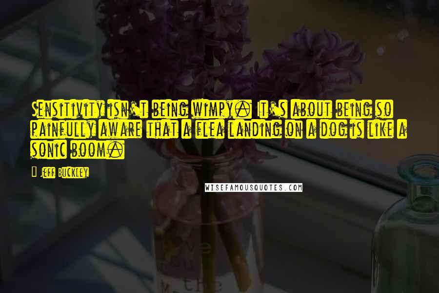Jeff Buckley Quotes: Sensitivity isn't being wimpy. It's about being so painfully aware that a flea landing on a dog is like a sonic boom.