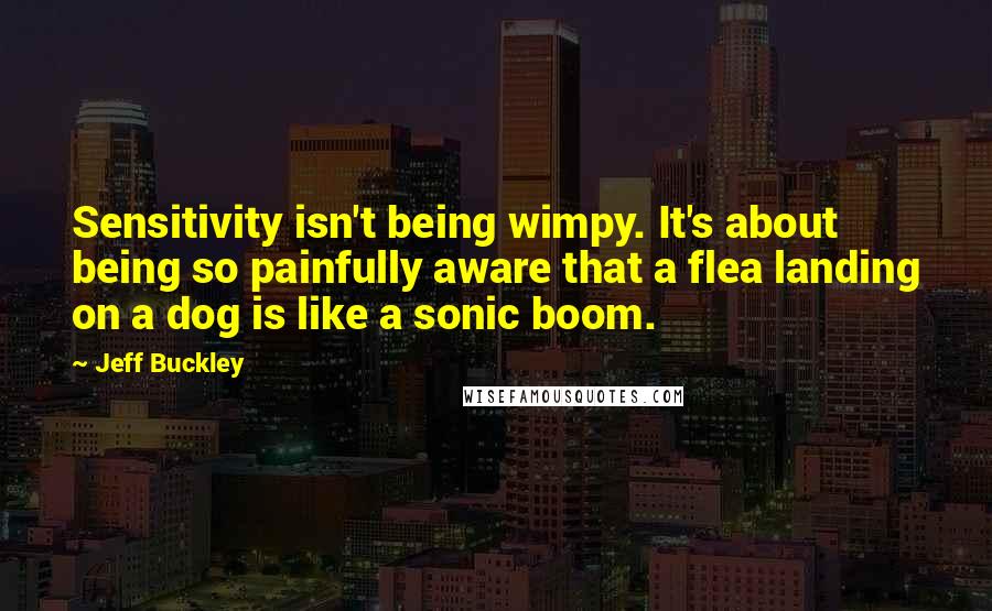 Jeff Buckley Quotes: Sensitivity isn't being wimpy. It's about being so painfully aware that a flea landing on a dog is like a sonic boom.