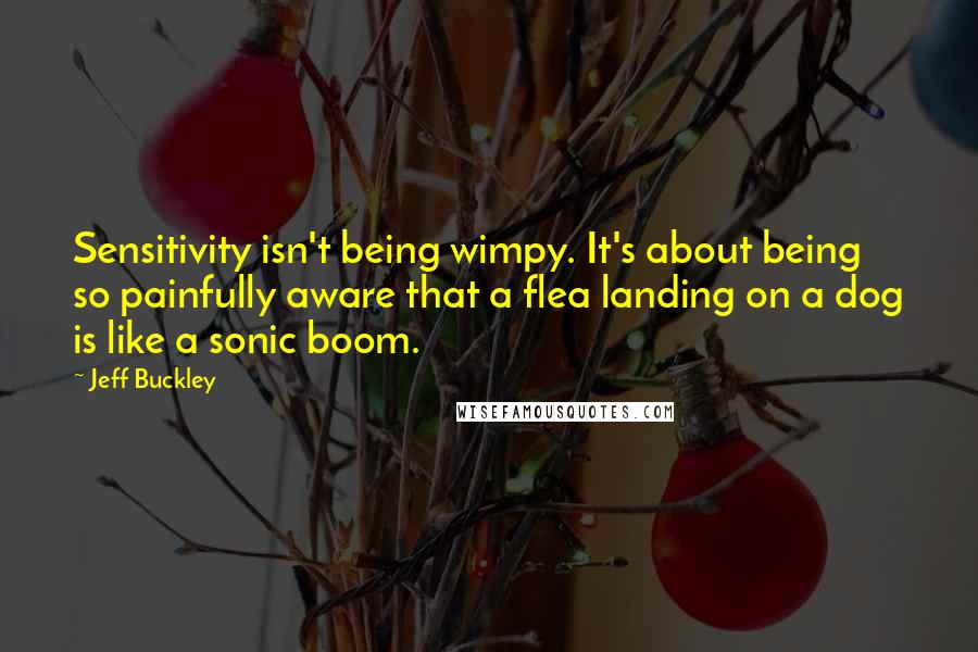 Jeff Buckley Quotes: Sensitivity isn't being wimpy. It's about being so painfully aware that a flea landing on a dog is like a sonic boom.