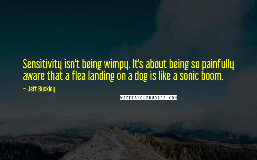 Jeff Buckley Quotes: Sensitivity isn't being wimpy. It's about being so painfully aware that a flea landing on a dog is like a sonic boom.