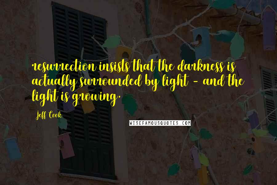 Jeff Cook Quotes: resurrection insists that the darkness is actually surrounded by light - and the light is growing.
