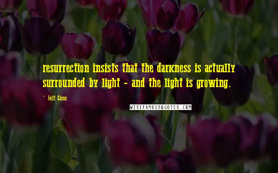 Jeff Cook Quotes: resurrection insists that the darkness is actually surrounded by light - and the light is growing.