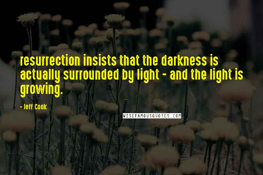 Jeff Cook Quotes: resurrection insists that the darkness is actually surrounded by light - and the light is growing.