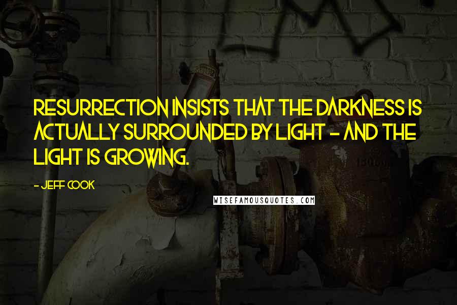 Jeff Cook Quotes: resurrection insists that the darkness is actually surrounded by light - and the light is growing.