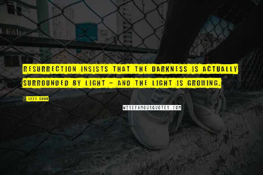 Jeff Cook Quotes: resurrection insists that the darkness is actually surrounded by light - and the light is growing.