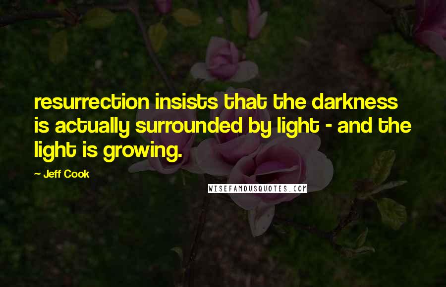 Jeff Cook Quotes: resurrection insists that the darkness is actually surrounded by light - and the light is growing.