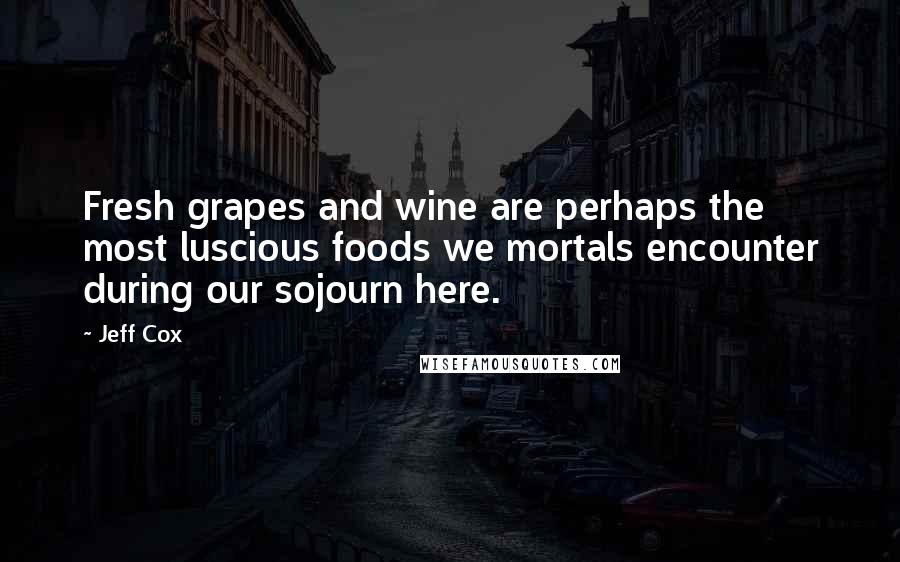 Jeff Cox Quotes: Fresh grapes and wine are perhaps the most luscious foods we mortals encounter during our sojourn here.