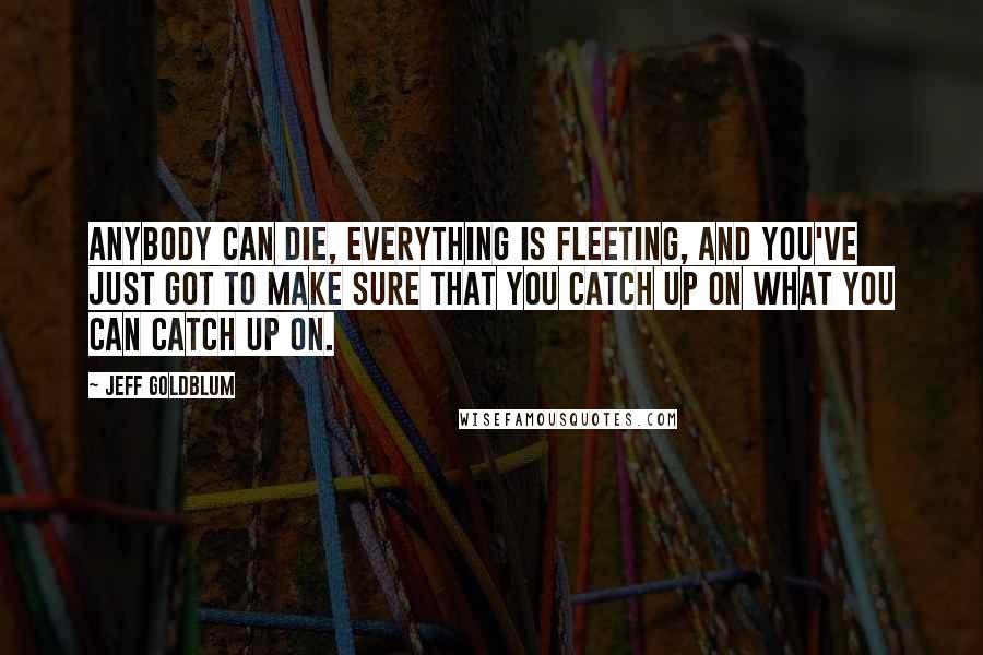 Jeff Goldblum Quotes: Anybody can die, everything is fleeting, and you've just got to make sure that you catch up on what you can catch up on.