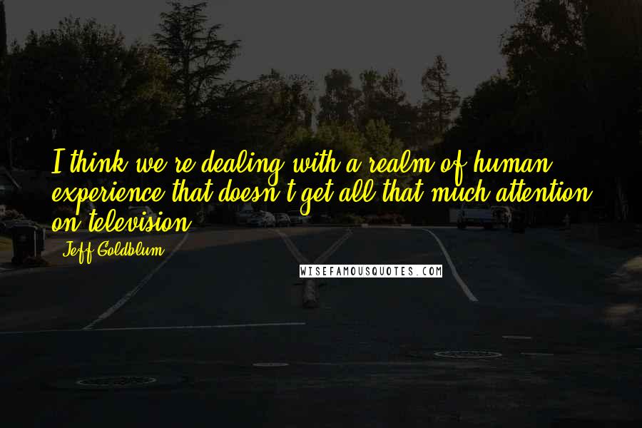 Jeff Goldblum Quotes: I think we're dealing with a realm of human experience that doesn't get all that much attention on television.