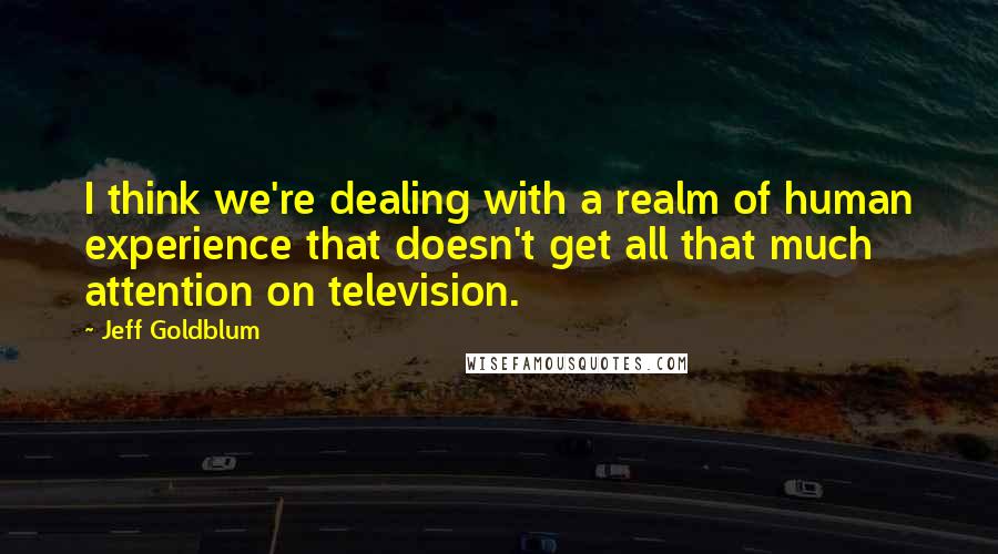 Jeff Goldblum Quotes: I think we're dealing with a realm of human experience that doesn't get all that much attention on television.