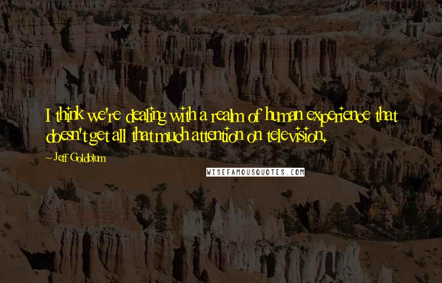 Jeff Goldblum Quotes: I think we're dealing with a realm of human experience that doesn't get all that much attention on television.
