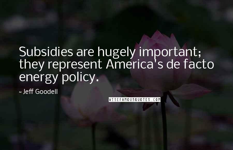 Jeff Goodell Quotes: Subsidies are hugely important; they represent America's de facto energy policy.