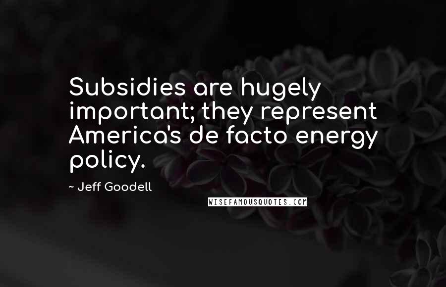 Jeff Goodell Quotes: Subsidies are hugely important; they represent America's de facto energy policy.