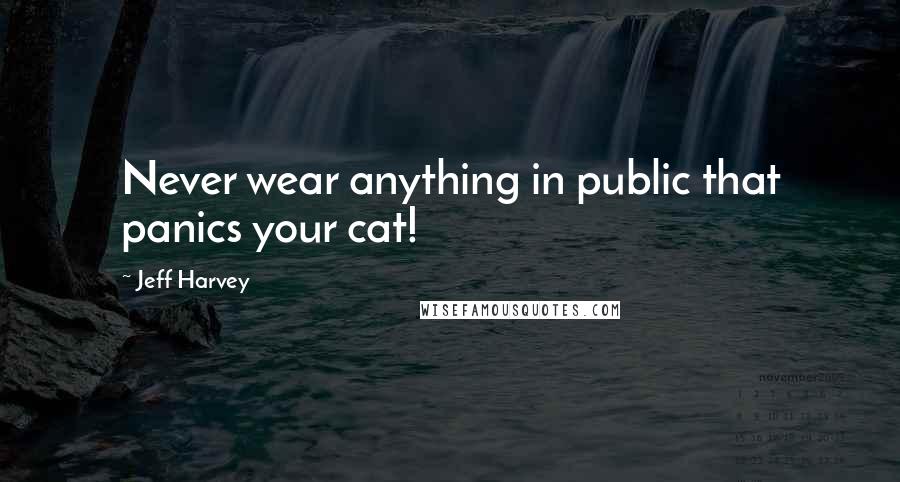 Jeff Harvey Quotes: Never wear anything in public that panics your cat!