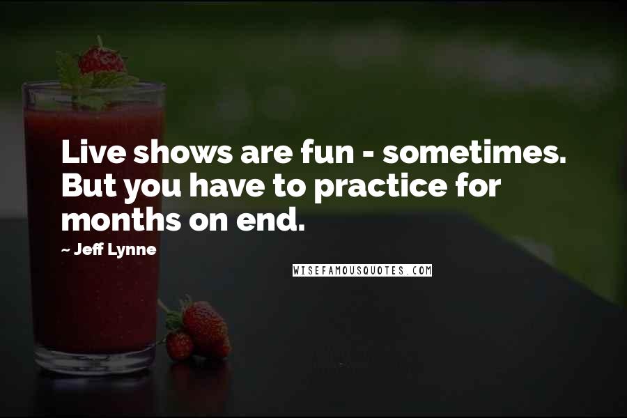 Jeff Lynne Quotes: Live shows are fun - sometimes. But you have to practice for months on end.