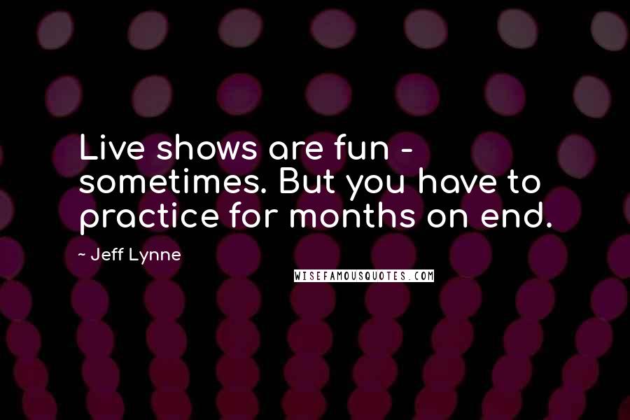 Jeff Lynne Quotes: Live shows are fun - sometimes. But you have to practice for months on end.