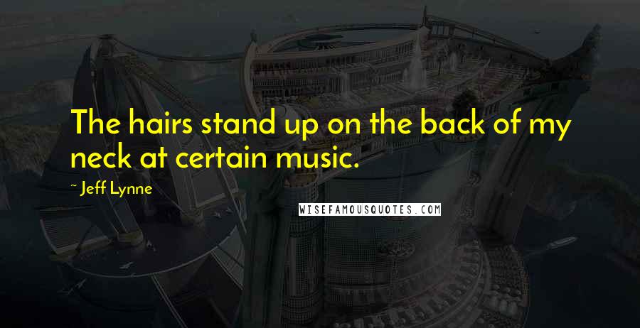 Jeff Lynne Quotes: The hairs stand up on the back of my neck at certain music.