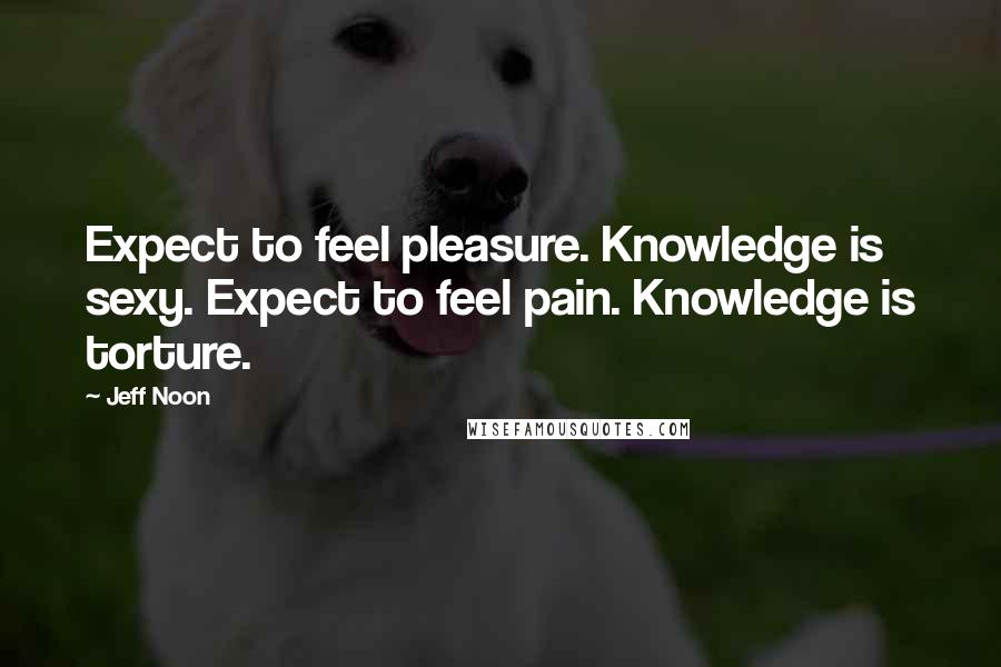 Jeff Noon Quotes: Expect to feel pleasure. Knowledge is sexy. Expect to feel pain. Knowledge is torture.