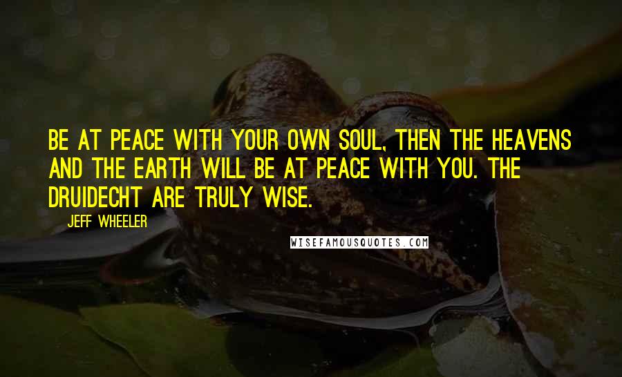 Jeff Wheeler Quotes: Be at peace with your own soul, then the heavens and the earth will be at peace with you. The Druidecht are truly wise.