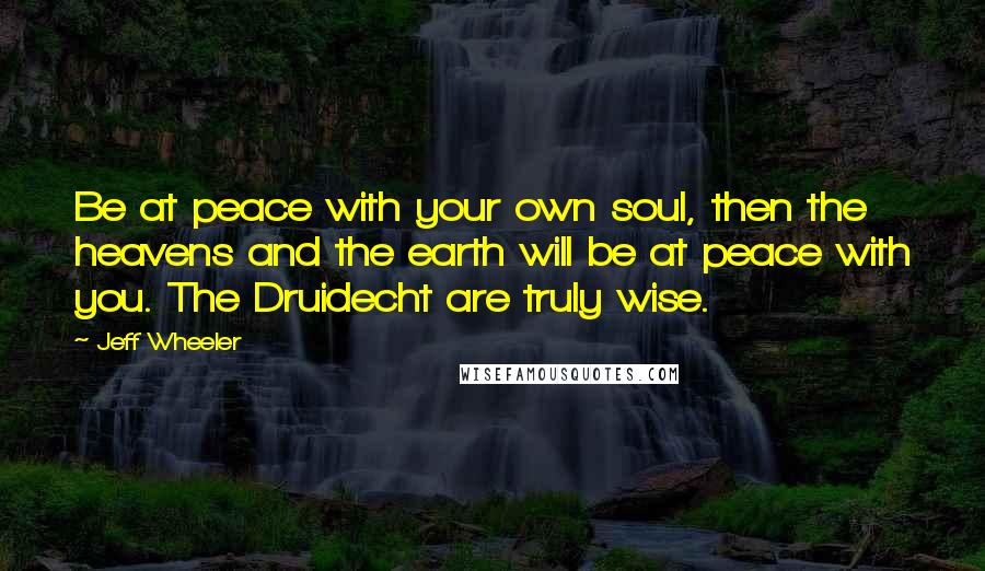 Jeff Wheeler Quotes: Be at peace with your own soul, then the heavens and the earth will be at peace with you. The Druidecht are truly wise.