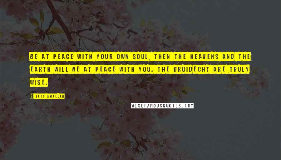 Jeff Wheeler Quotes: Be at peace with your own soul, then the heavens and the earth will be at peace with you. The Druidecht are truly wise.