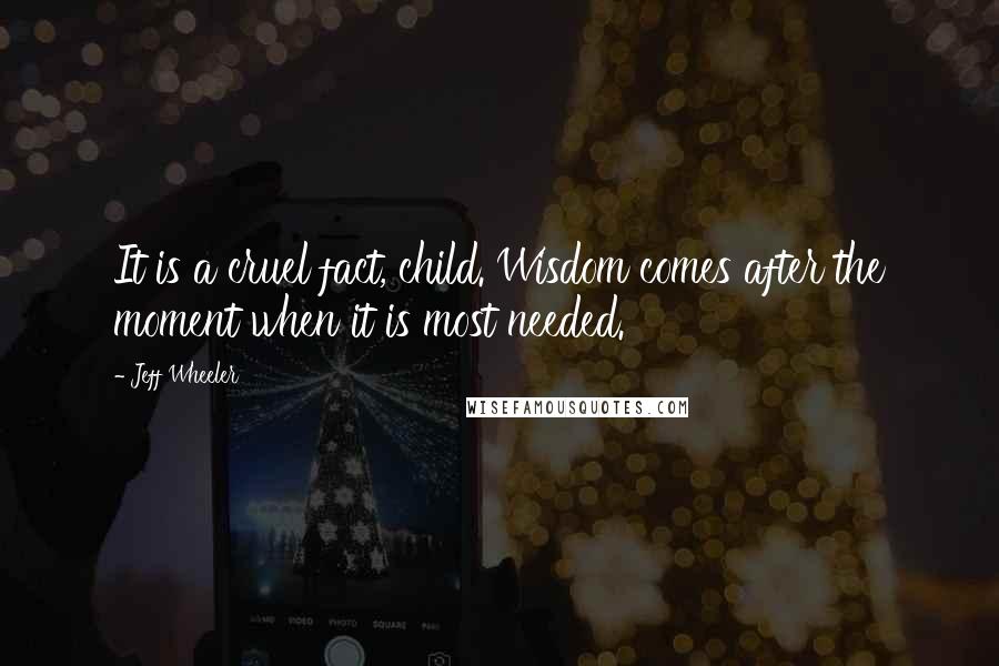 Jeff Wheeler Quotes: It is a cruel fact, child. Wisdom comes after the moment when it is most needed.