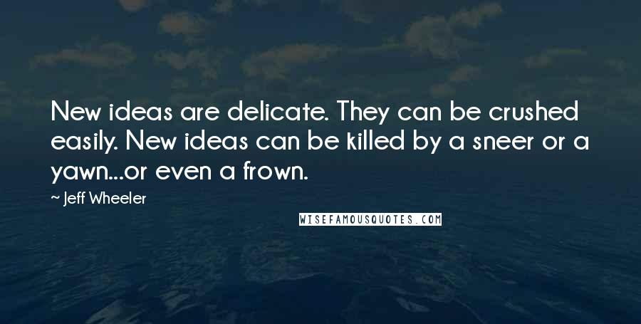 Jeff Wheeler Quotes: New ideas are delicate. They can be crushed easily. New ideas can be killed by a sneer or a yawn...or even a frown.