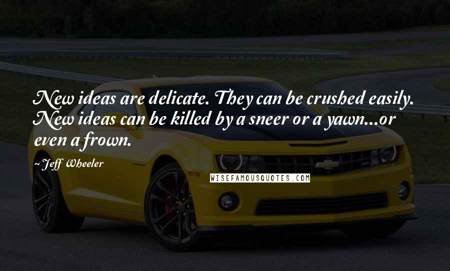 Jeff Wheeler Quotes: New ideas are delicate. They can be crushed easily. New ideas can be killed by a sneer or a yawn...or even a frown.