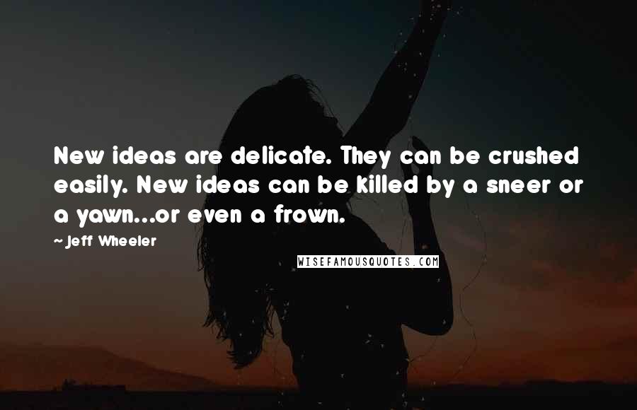 Jeff Wheeler Quotes: New ideas are delicate. They can be crushed easily. New ideas can be killed by a sneer or a yawn...or even a frown.