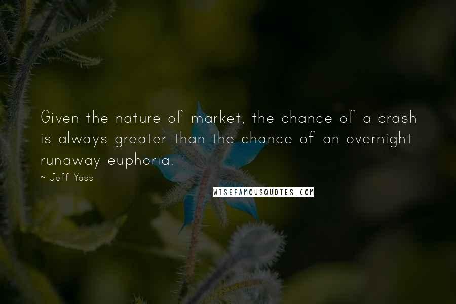 Jeff Yass Quotes: Given the nature of market, the chance of a crash is always greater than the chance of an overnight runaway euphoria.
