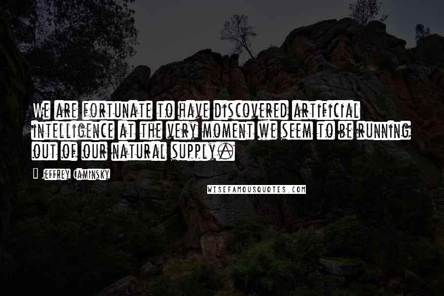 Jeffrey Caminsky Quotes: We are fortunate to have discovered artificial intelligence at the very moment we seem to be running out of our natural supply.