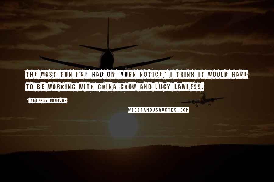 Jeffrey Donovan Quotes: The most fun I've had on 'Burn Notice,' I think it would have to be working with China Chow and Lucy Lawless.