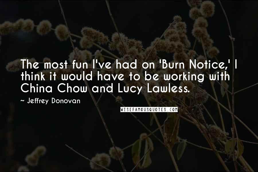 Jeffrey Donovan Quotes: The most fun I've had on 'Burn Notice,' I think it would have to be working with China Chow and Lucy Lawless.