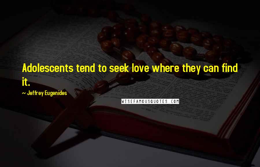 Jeffrey Eugenides Quotes: Adolescents tend to seek love where they can find it.