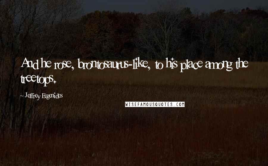 Jeffrey Eugenides Quotes: And he rose, brontosaurus-like, to his place among the treetops.